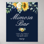 zonnebloemen blauw vrijgezellenfeest mimosa staaf poster (Voorkant)