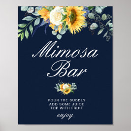 zonnebloemen blauw vrijgezellenfeest mimosa staaf poster