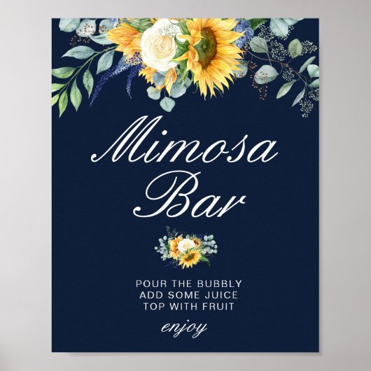 zonnebloemen blauw vrijgezellenfeest mimosa staaf poster (Voorkant)