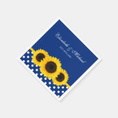 Zonnebloemen Blauw Wit Polka Dot Wedding Servetten (Hoek)