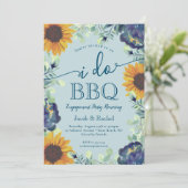 Zonnebloemen & Blauwe Bloemen I Do BBQ Verloving Kaart (Staand voorkant)
