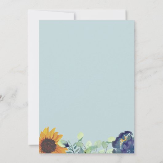 Zonnebloemen & Blauwe Bloemen I Do BBQ Verloving Kaart (Achterkant)