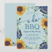 Zonnebloemen & Blauwe Bloemen I Do BBQ Verloving Kaart (Voorkant / Achterkant)