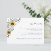Zonnebloemen Blauwe Hortensia Groene Huwelijksdeta Kaart (Staand voorkant)