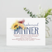 Zonnebloemen Blauwe Rode Herfst Rehearsal Dinner Kaart (Staand voorkant)