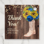 Zonnebloemen Blauwe Rozen Barn Wood Boots Hartelij Bedankjes Labels (Achterkant)