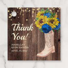 Zonnebloemen Blauwe Rozen Barn Wood Boots Hartelij Bedankjes Labels