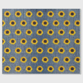 Zonnebloemen Blauwe Spijkerstof Cadeaupapier (Vlak)