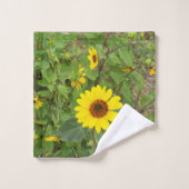 Zonnebloemen blazen in de wind, badhanddoek set bad handdoek (Wasdoekje)