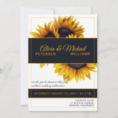 Zonnebloemen bloeien | Goud en marine moderne brui Kaart (Voorkant)