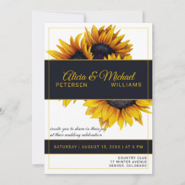 Zonnebloemen bloeien | Goud en marine moderne brui Kaart