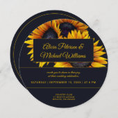 Zonnebloemen bloeien | Goud en marine moderne brui Kaart (Voorkant / Achterkant)