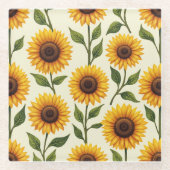 Zonnebloemen bloeien naar de zon glazen onderzetter (Voorkant)