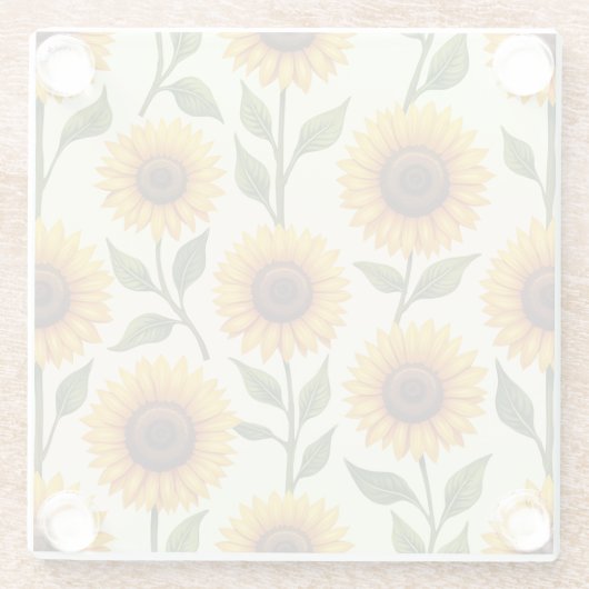 Zonnebloemen bloeien naar de zon glazen onderzetter (Achterkant)