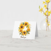 Zonnebloemen bloemblaadjes: bruiloft dank u kaart (Gele Bloem)