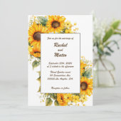 Zonnebloemen bloemblaadjes: Gepersonaliseerde brui Kaart (Staand voorkant)