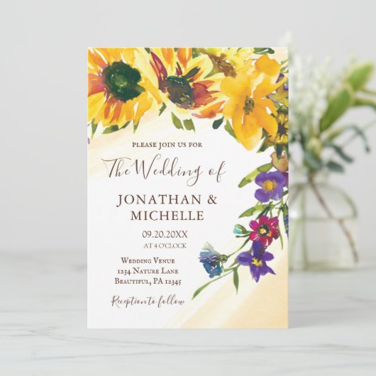 Zonnebloemen Bloembloemen Christelijke bruiloft Kaart (Staand voorkant)