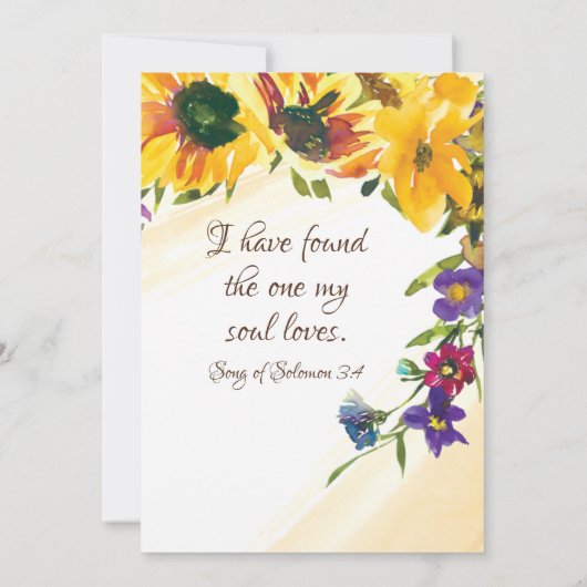Zonnebloemen Bloembloemen Christelijke bruiloft Kaart (Achterkant)