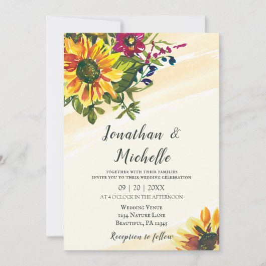 Zonnebloemen Bloembloemen Christelijke bruiloft Kaart (Voorkant)
