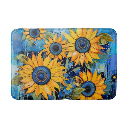  Zonnebloemen Bloemen Bloemenpatroon Natuur Badmat (Voorkant)