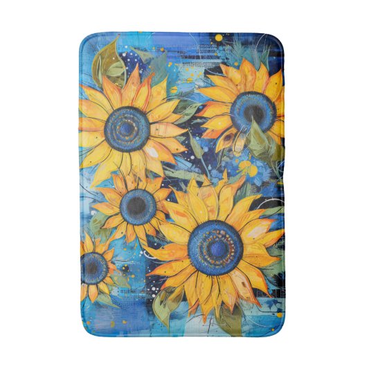  Zonnebloemen Bloemen Bloemenpatroon Natuur Badmat (Voorkant Verticaal)