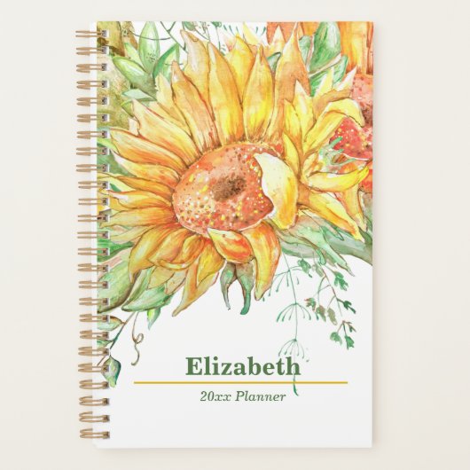 Zonnebloemen Bloemen Boho Jaarlijks Maandelijks Pl Planner (Voorkant)