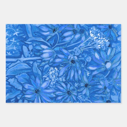 Zonnebloemen bloemen Florenz Art Yellow Blue Red Inpakpapier Vel (Voorkant 2)