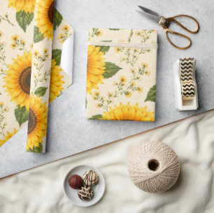 ZONNEBLOEMEN BLOEMEN INP AKPAPIER CADEAUPAPIER