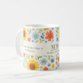 Zonnebloemen bloemen motivatie offerte monogram koffiemok (Voorkant links)