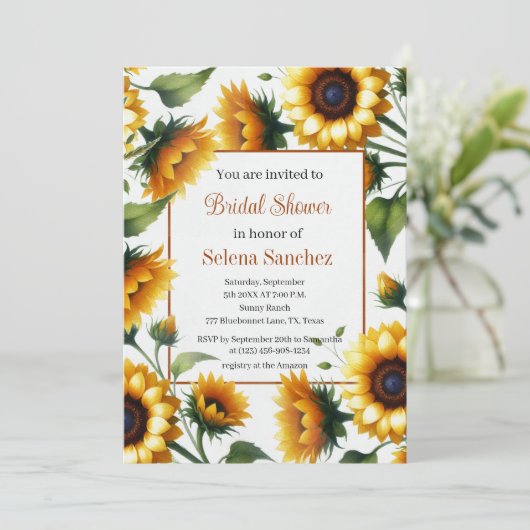 Zonnebloemen Bloemen Rustiek Boho Schuur Vrijgezel Kaart (Staand voorkant)