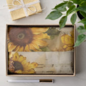 Zonnebloemen bloemenblad muziek ephemera tissuepapier (Geschenk)