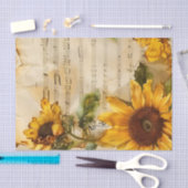 Zonnebloemen bloemenblad muziek ephemera tissuepapier (Craft)