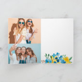 Zonnebloemen bloemenbloem waterverf 2 foto verjaar kaart (Binnen)