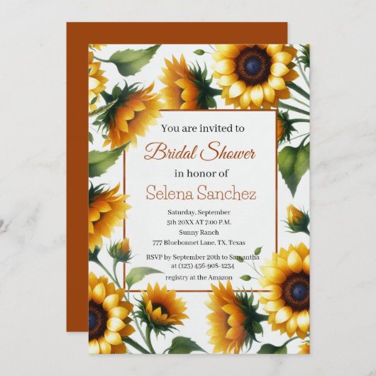 Zonnebloemen bloemenbruid voor haar Vrijgezellenfe Kaart (Voorkant / Achterkant)