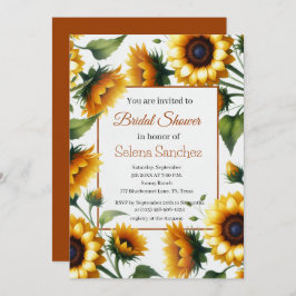 Zonnebloemen bloemenbruid voor haar Vrijgezellenfe Kaart