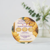 Zonnebloemen bloemenbruiloft kaart (Staand voorkant)