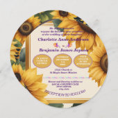 Zonnebloemen bloemenbruiloft kaart (Voorkant / Achterkant)