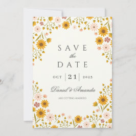 Zonnebloemen bloemenbruiloft save the date kaart