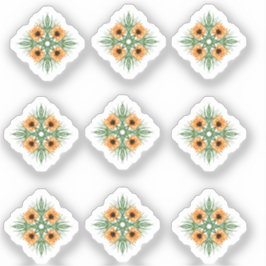 Zonnebloemen Bloemige Hand Getekende Sticker Set