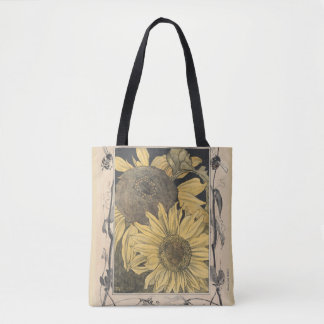 zonnebloemen, bloemontwerp tote bag