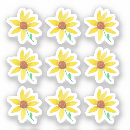 Zonnebloemen Bloemschildering Aquarel Sticker (Voorkant)