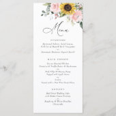 Zonnebloemen Blozen Roze Bloemige Groene Huwelijks Menu (Voorkant)