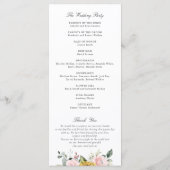 Zonnebloemen Blozen Roze Bloemige Romantische Trou Programmakaart (Achterkant)