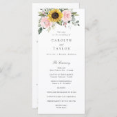 Zonnebloemen Blozen Roze Bloemige Romantische Trou Programmakaart (Voorkant / Achterkant)