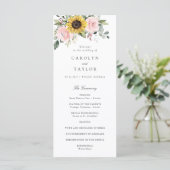 Zonnebloemen Blozen Roze Bloemige Romantische Trou Programmakaart (Staand voorkant)