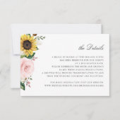 Zonnebloemen Blozen Roze Bloemige Trouwdetails Kaa Kaart (Voorkant)