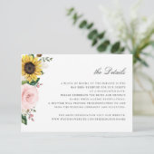 Zonnebloemen Blozen Roze Bloemige Trouwdetails Kaa Kaart (Staand voorkant)