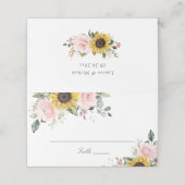 Zonnebloemen Blozen Roze Bloemige Trouwplaatskaart Plaatskaartje (Buitenkant ongevouwen)