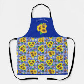 Zonnebloemen Blue Gingham Schort (Voorkant)