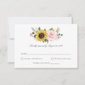 Zonnebloemen Blush Bloemen Greenery Wedding RSVP K Kaart (Voorkant)